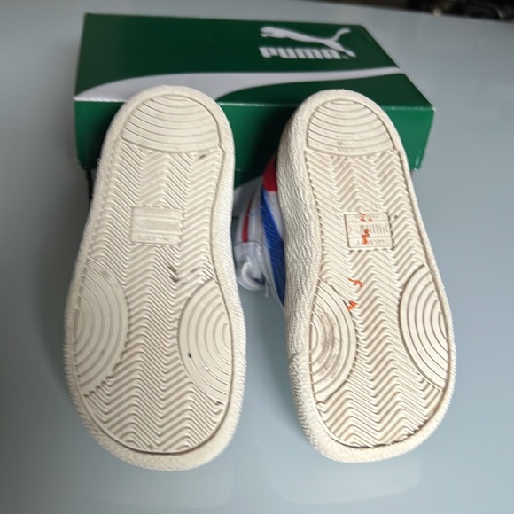 PUMA RALPH SAMPSON MID V - 6C TODDLER RED WHITE BLUE GOLD STRETCH LACES HIGH TOP - Picture 6 of 9